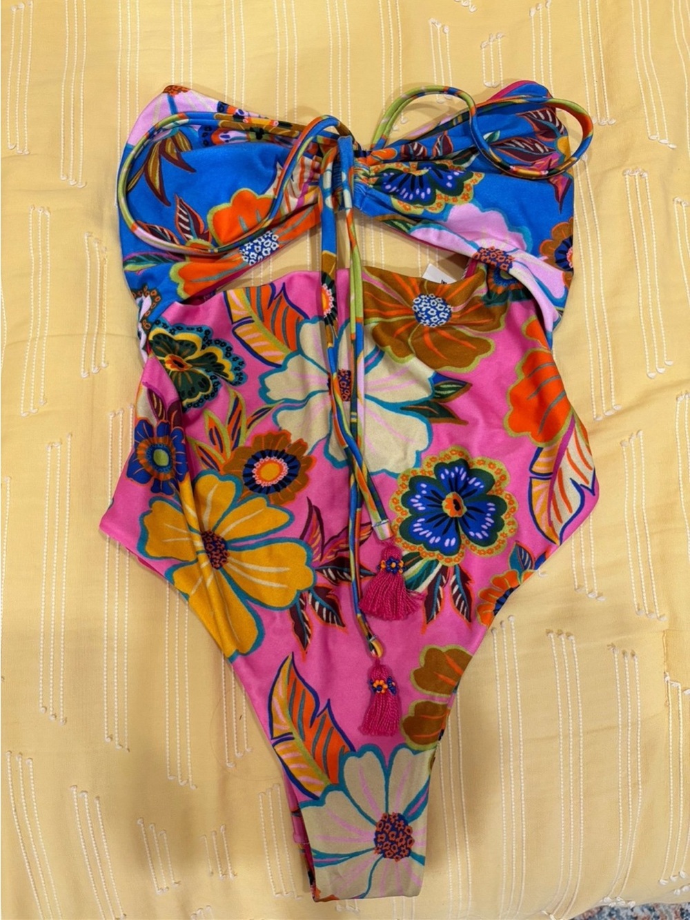 FARM Rio Pink & Blue Tropical Floral One-Piece Swim